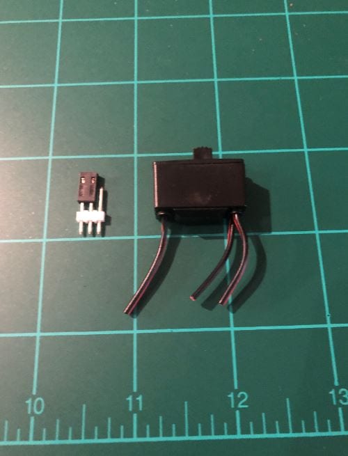 Switch Size Comparison for RC Aircraft Switch Harness on a discus launch glider