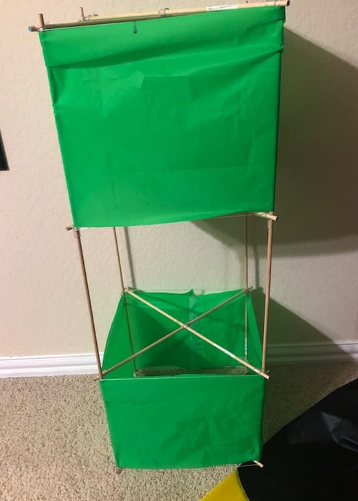 front view of our box kite frame up